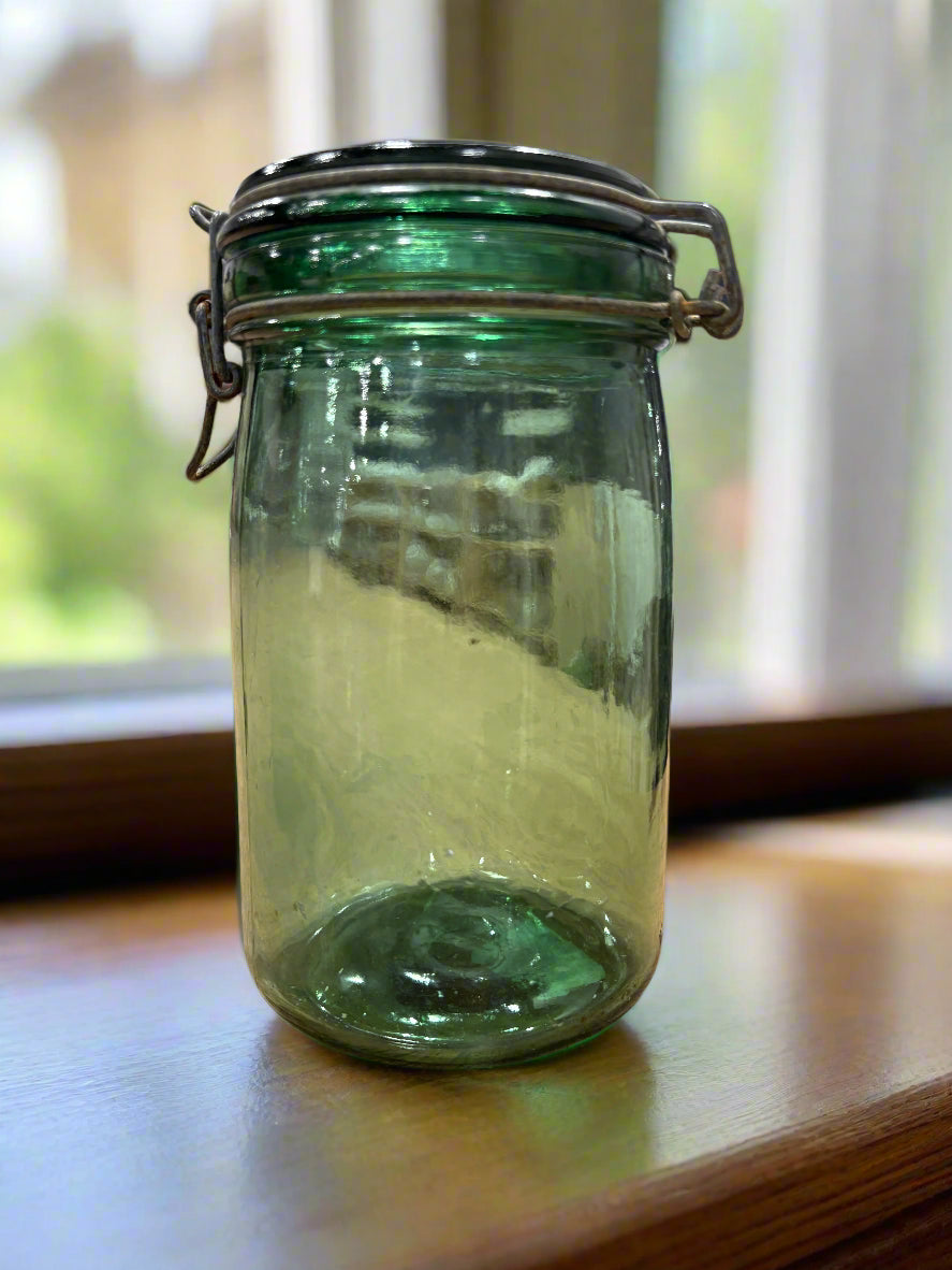 Antique French Green Glass Jar