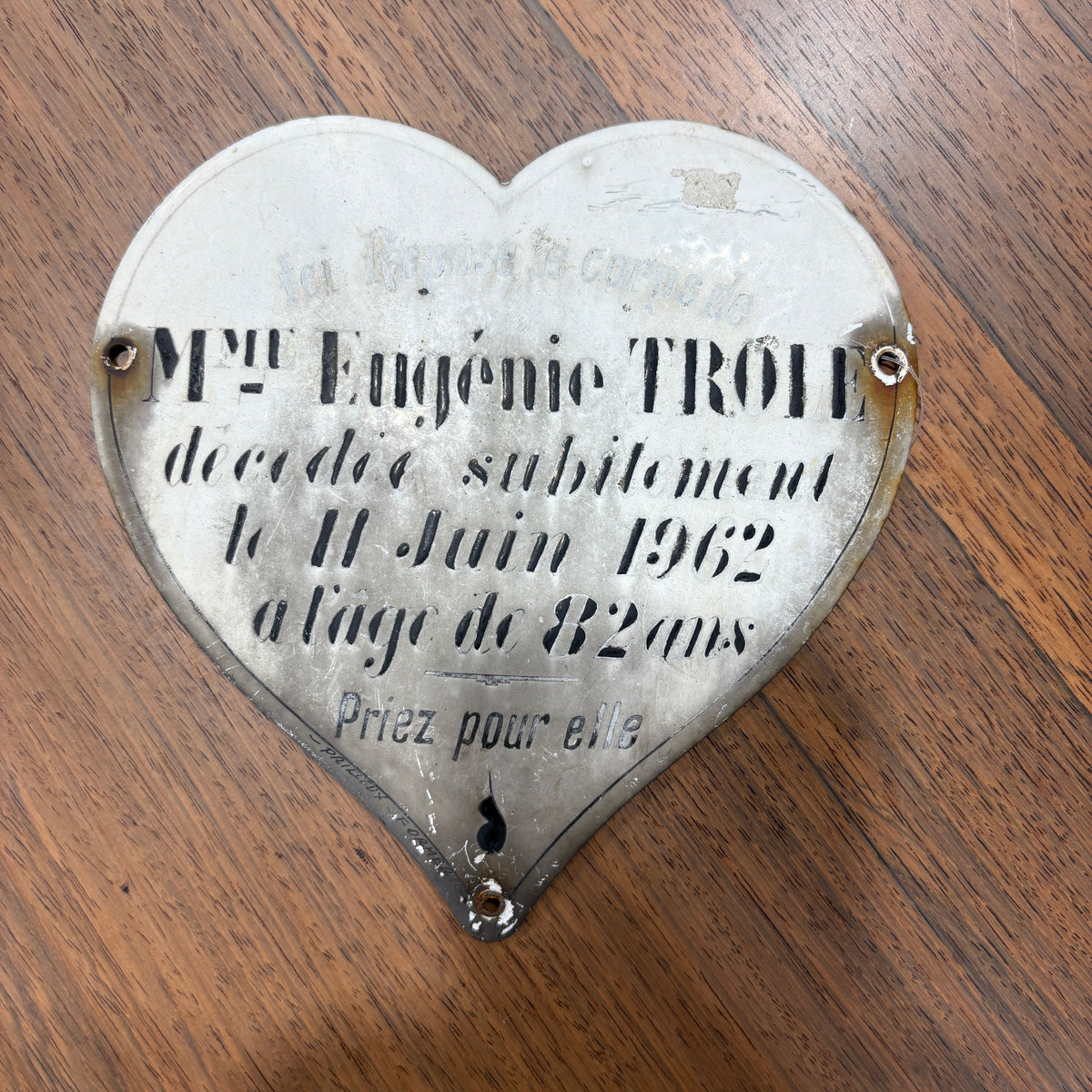 Antique French Memorial Plaque