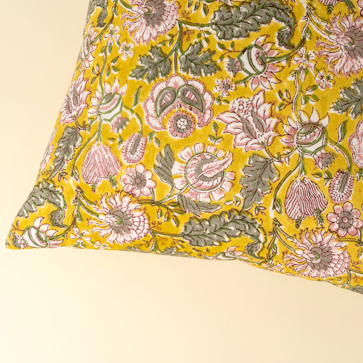 Block Print Pillow Yellow