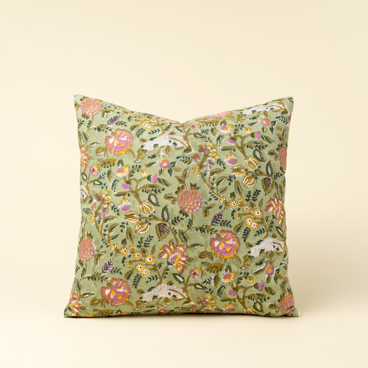 Block Print Pillow Green