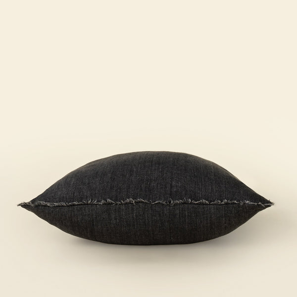 24x24 Lina Linen Pillow Charcoal Colour