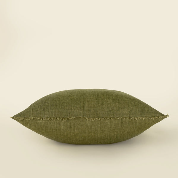 24x24 Lina Linen Pillow Dark Moss Colour