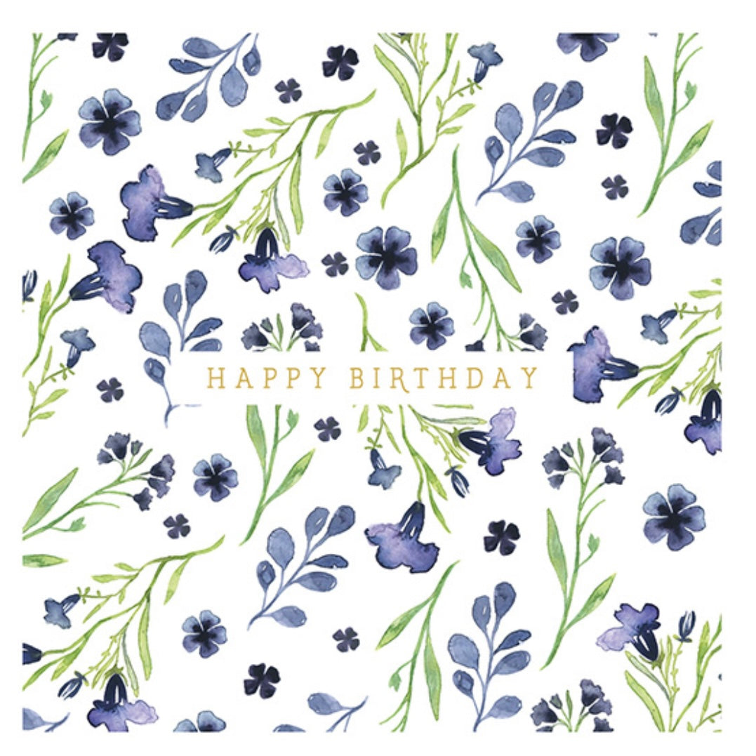 Happy Birthday card- purple flowers