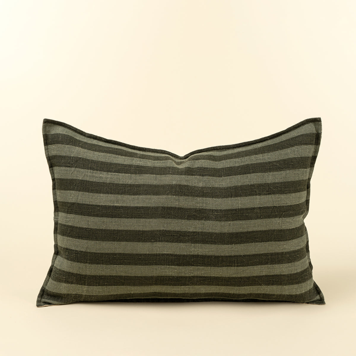 Sage Stripe Double Sided Linen Pillow