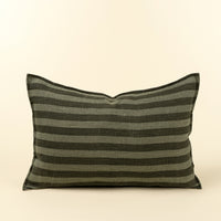 Sage Stripe Double Sided Linen Pillow