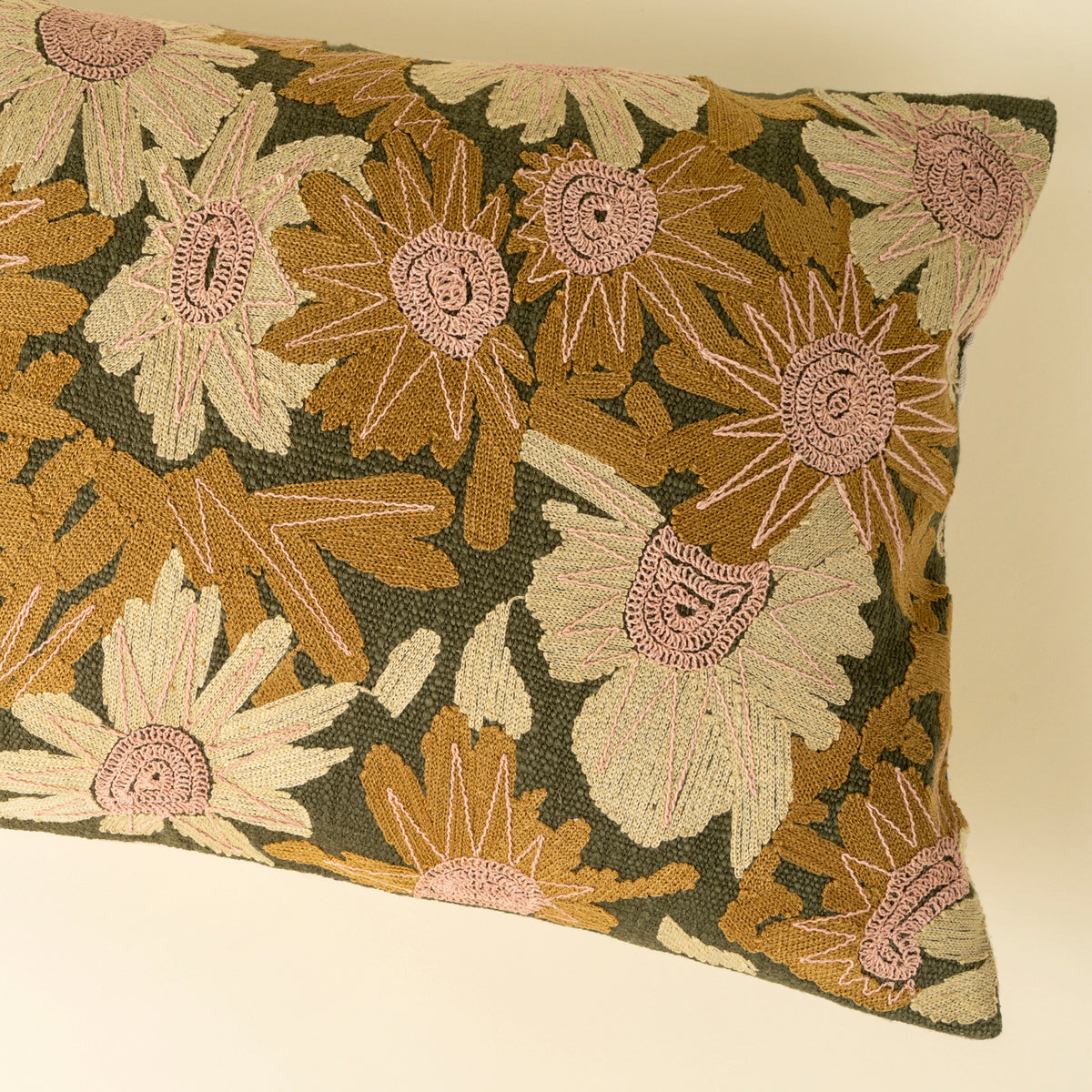 Flower Grove Embroidered Pillow