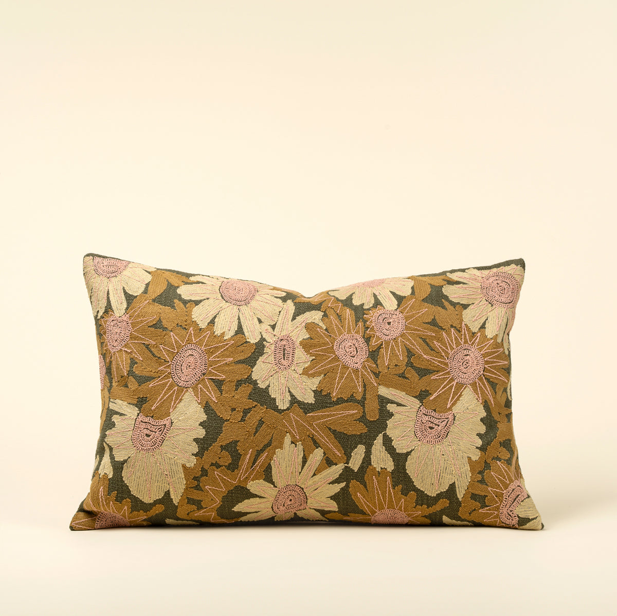 Flower Grove Embroidered Pillow
