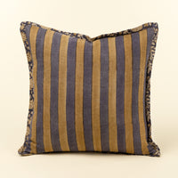 Stripe & Floral Block Print Linen Pillow