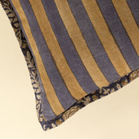 Stripe & Floral Block Print Linen Pillow
