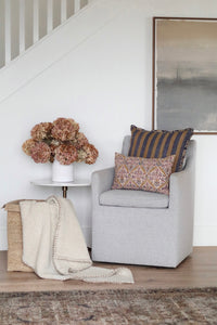 Stripe & Floral Block Print Linen Pillow