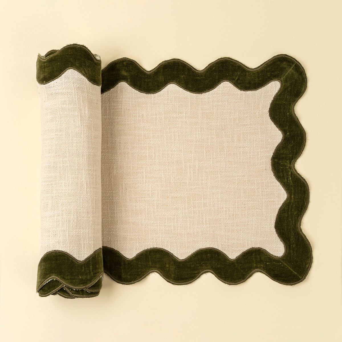 Velvet Scalloped Edge Table Runner