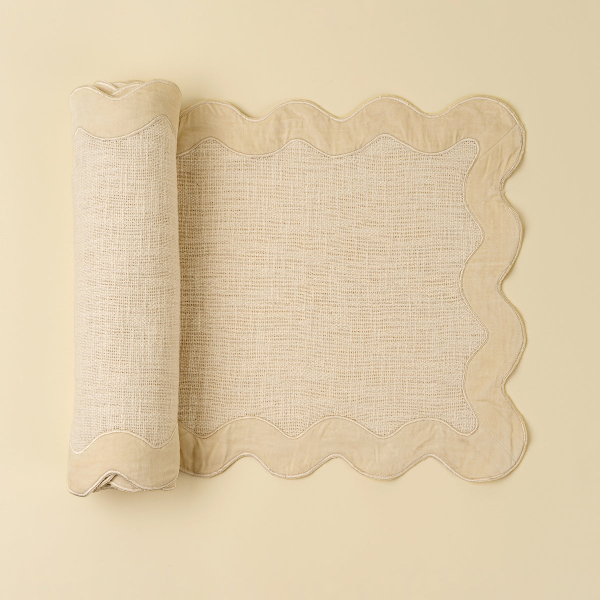 Velvet Scalloped Edge Table Runner