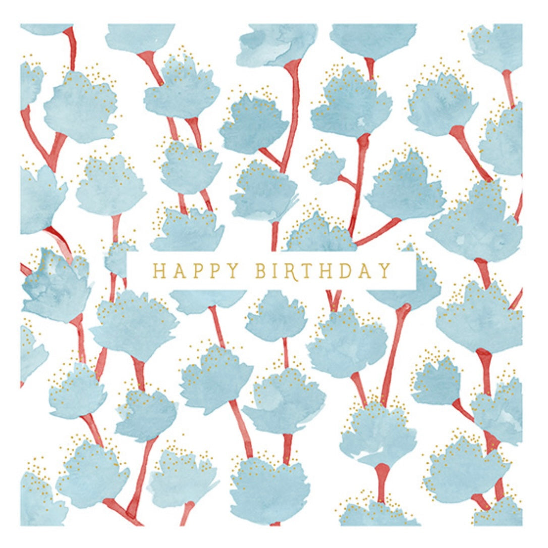 Happy Birthday card-Blue blossom