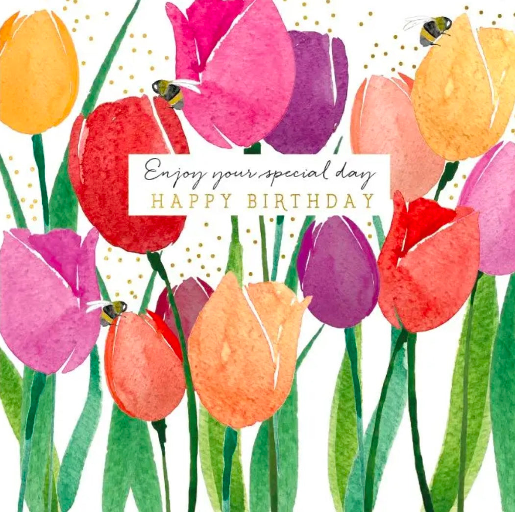 Happy Birthday card-Tulips