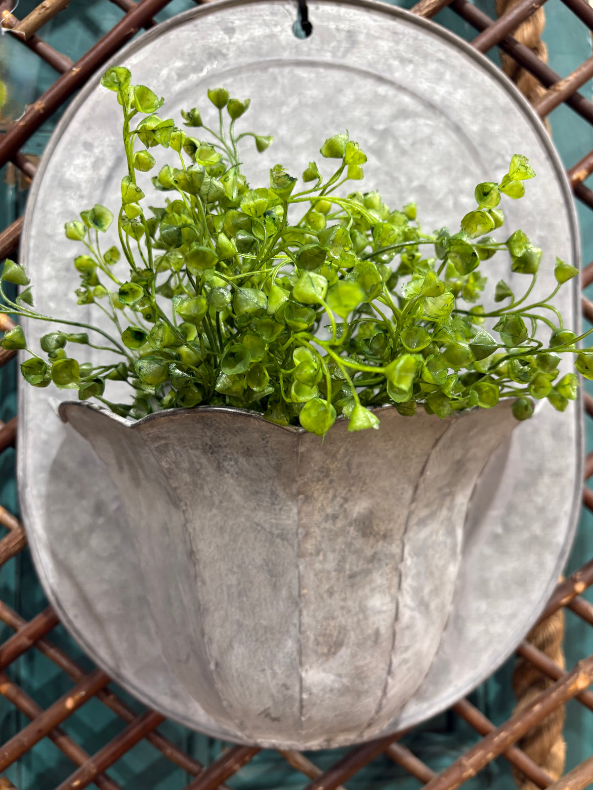 Galvanized Scalloped Wall Pot
