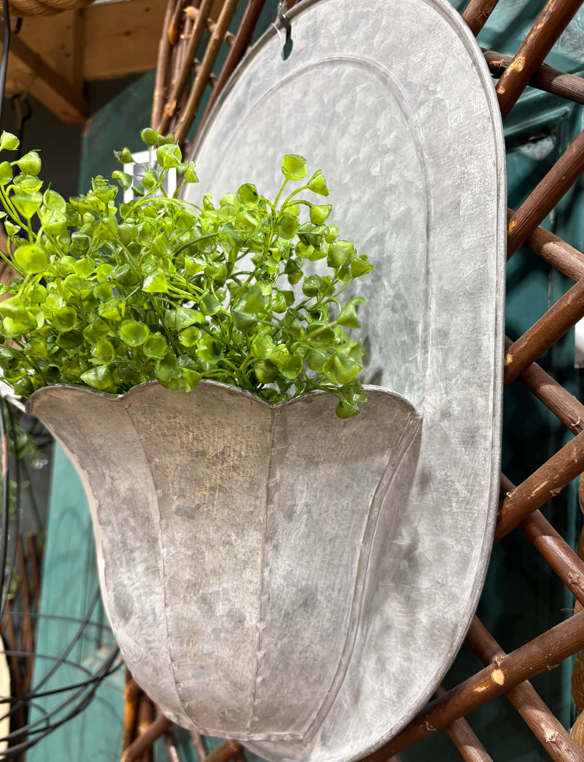 Galvanized Scalloped Wall Pot