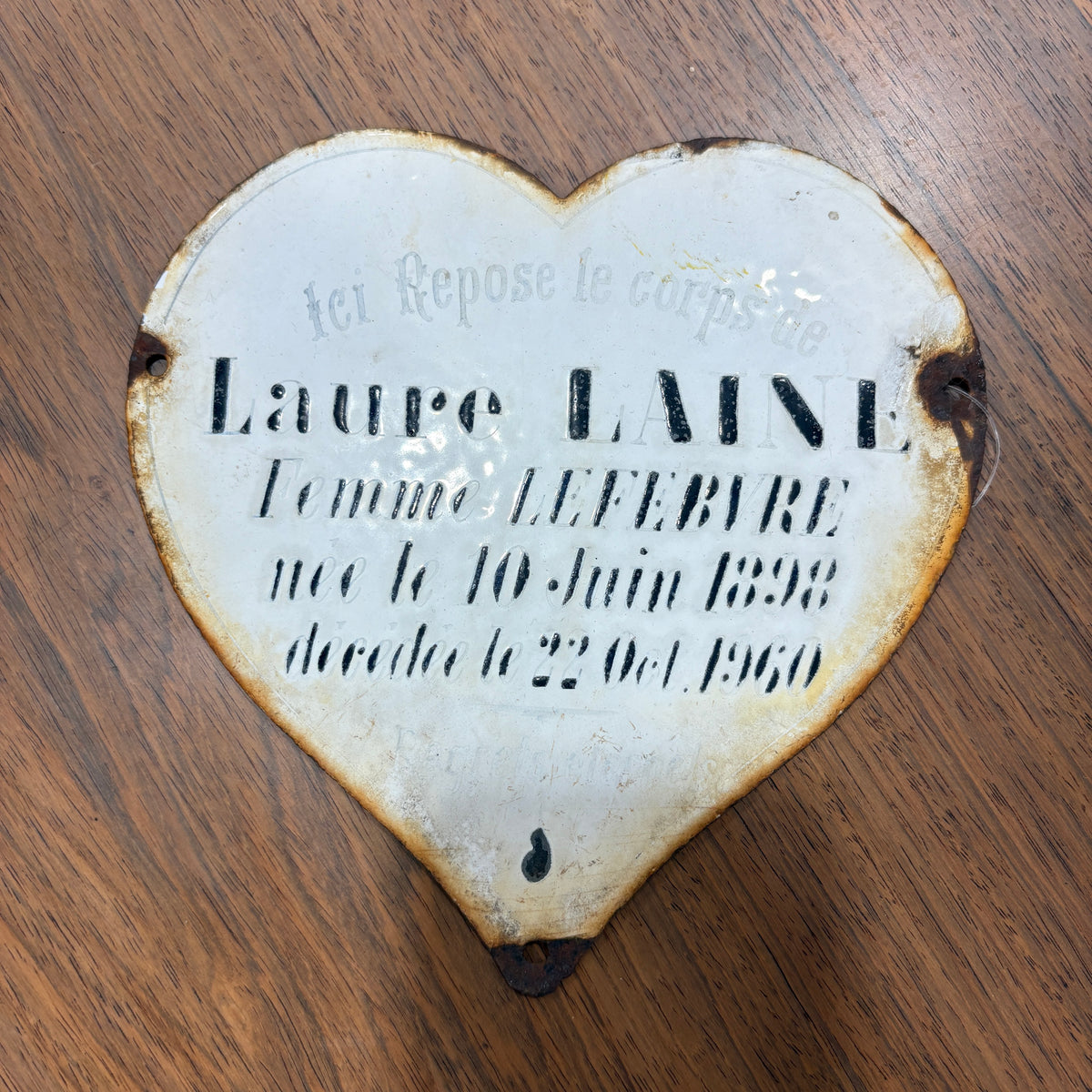 Antique French Memorial Plaque